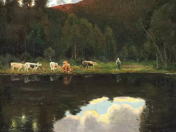 Farmstead with Cows by Forest Star | Oil Painting Reproduction