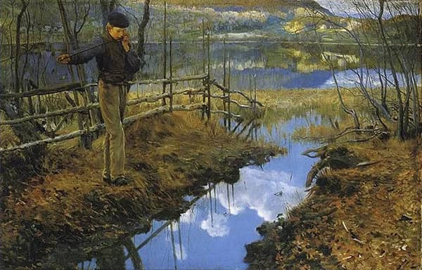 The Sallow Flute 1889 by Christian Skredsvig | Oil Painting Reproduction