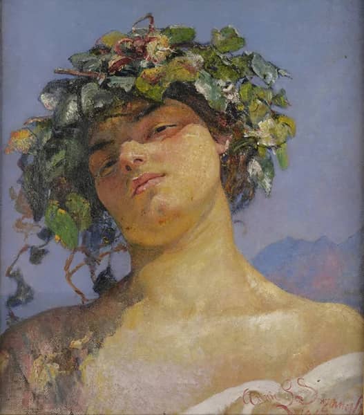Head of a Bacchante by Annie Louisa Swynnerton | Oil Painting Reproduction