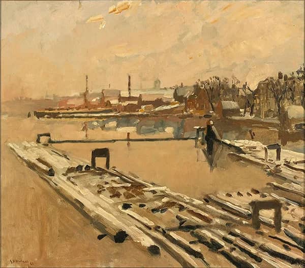 Houtvlotten in de Sneeuw bij de Zandhoek | Oil Painting Reproduction