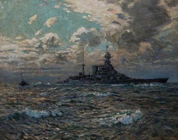 HMS Hood by Charles David Jones Bryant | Oil Painting Reproduction