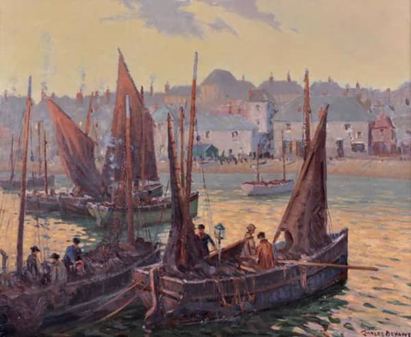 Sunset a Cornish Fishing Village | Oil Painting Reproduction