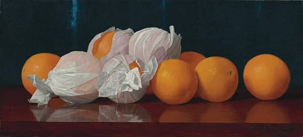 Wrapped Oranges on a Tabletop | Oil Painting Reproduction