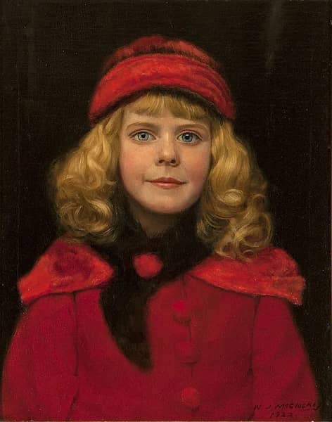 Girl in Red Hat 1922 by William McCloskey | Oil Painting Reproduction