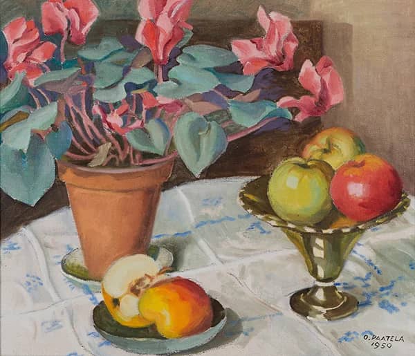 Still Life with Cyclamen and Apples | Oil Painting Reproduction