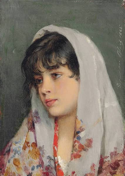 A Venetian Beauty 1865 by Eugene de Blass | Oil Painting Reproduction