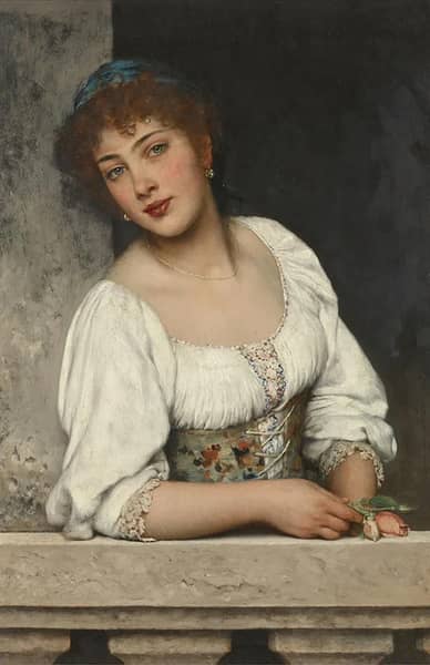 Girl at the Window 1889 by Eugene de Blass | Oil Painting Reproduction