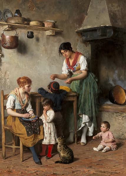 Mother's Little Helpers by Eugene de Blass | Oil Painting Reproduction