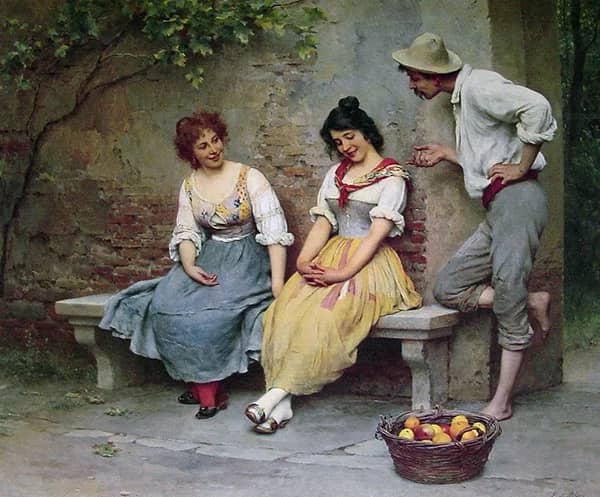The Flirtation 1904 by Eugene de Blass | Oil Painting Reproduction