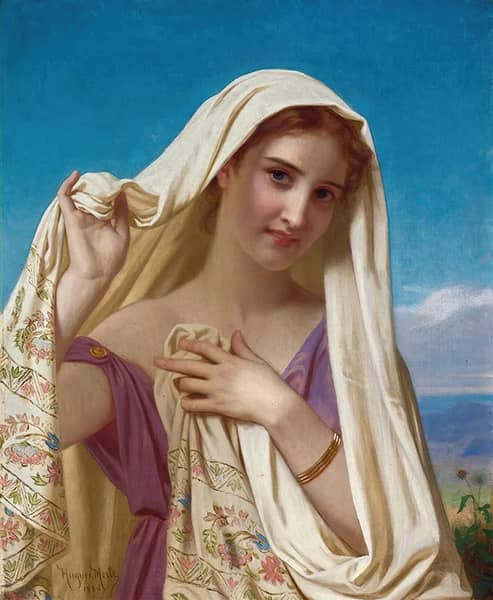 Young Girl in a Veil 1880 by Hugues Merle | Oil Painting Reproduction