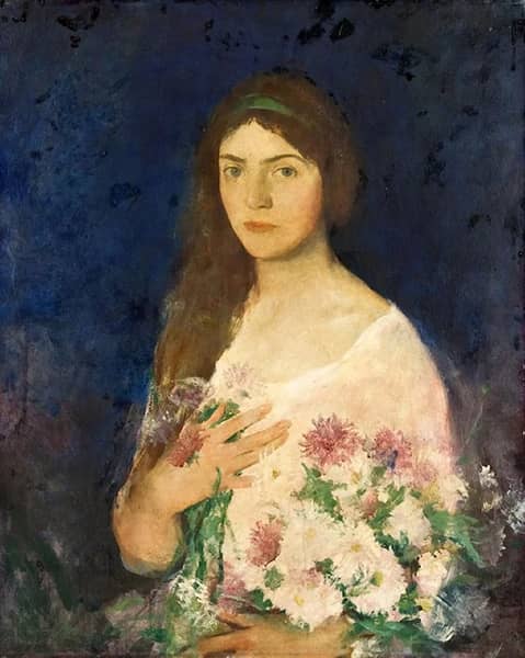 Girl with Asters by Charles Webster Hawthorne | Oil Painting Reproduction
