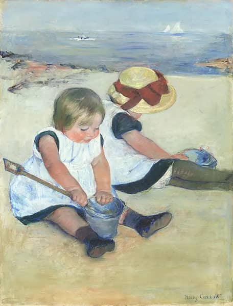 Children Playing on the Beach by Mary Cassatt | Oil Painting Reproduction