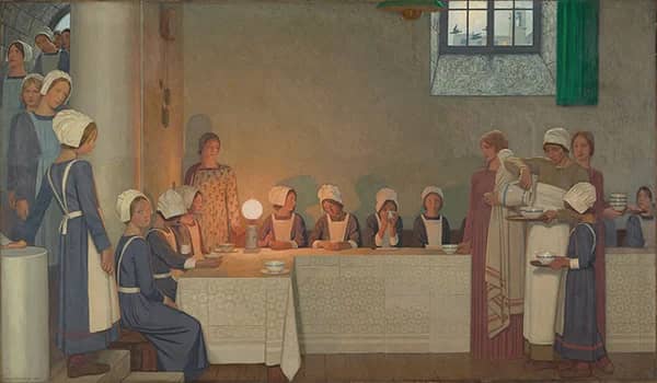 Orphan Girls Entering the Refectory of a Hospital 1915 | Oil Painting Reproduction