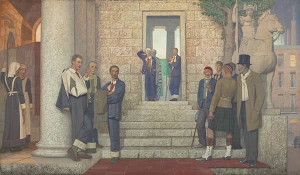 Wounded and Sick Men Gathered Outside a Hospital 1920 | Oil Painting Reproduction