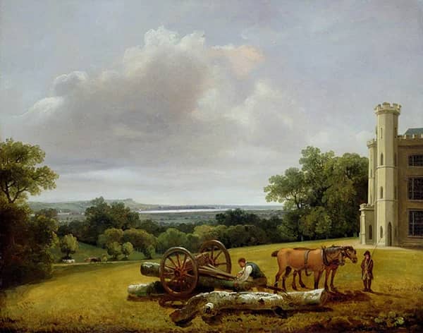 Loading a Timber Wagon in the Park of Cave Castle 1806 | Oil Painting Reproduction