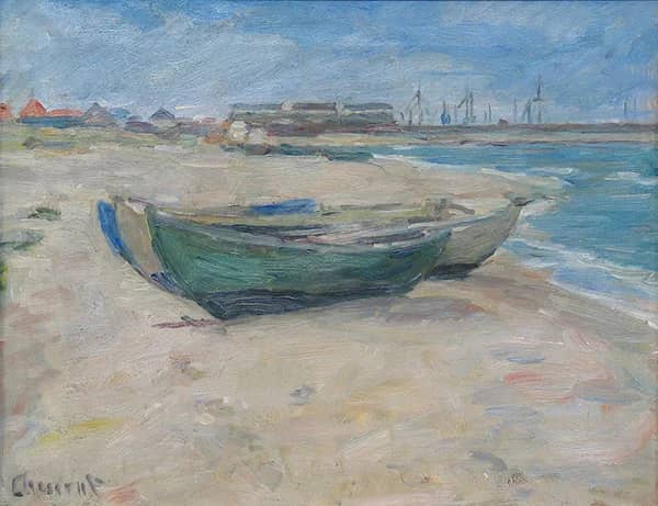 Boats on a Beach by Gad Frederik Clement | Oil Painting Reproduction