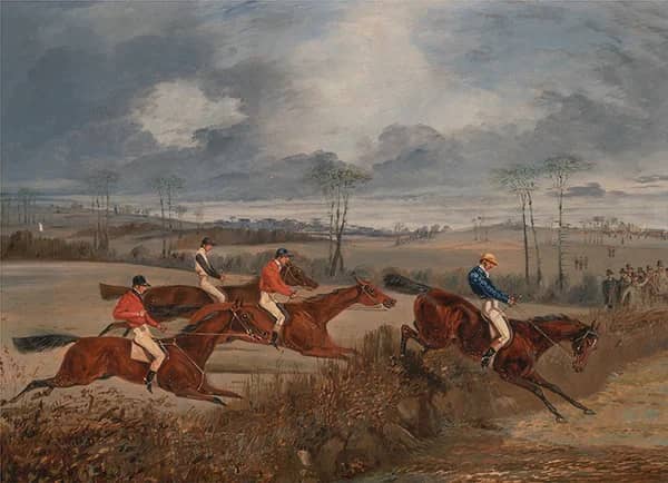 Scenes From a Steeplechase Taking a Hedge | Oil Painting Reproduction