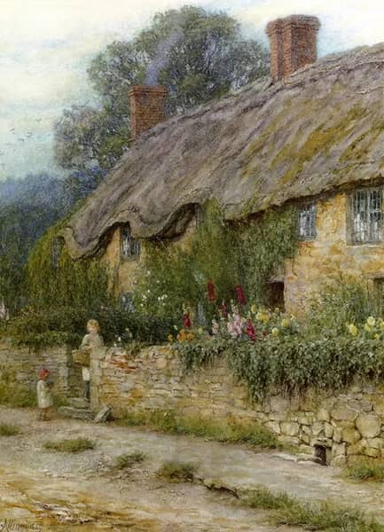 A Mother and Child Entering a Cottage | Oil Painting Reproduction