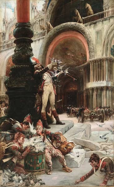 Drum Major of the French Army Feeding the Pigeons | Oil Painting Reproduction