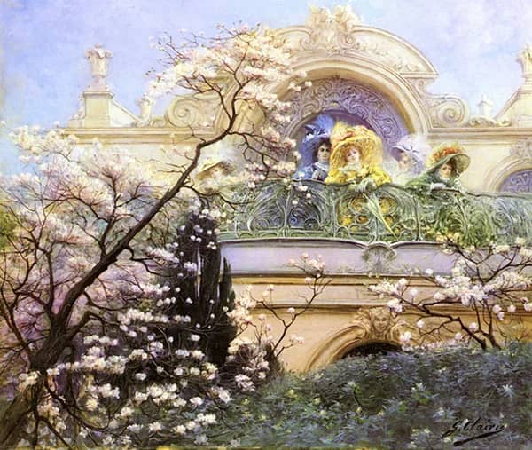 On the Balcony c1910 by Georges Clairin | Oil Painting Reproduction