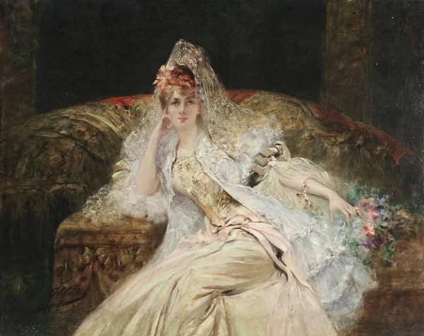 Woman with the Mantilla by Georges Clairin | Oil Painting Reproduction