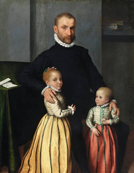 Portrait of a Gentleman and his Two Children c1572 | Oil Painting Reproduction