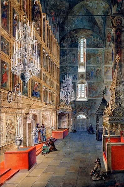 Cathedral Square in the Moscow Kremlin 1800 | Oil Painting Reproduction