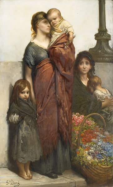 Flower Sellers of London by Gustave Dore | Oil Painting Reproduction