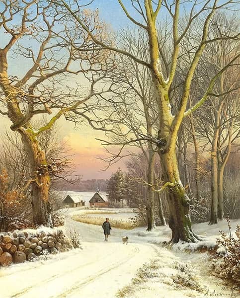 A Man Walking his Dog 1874 | Oil Painting Reproduction