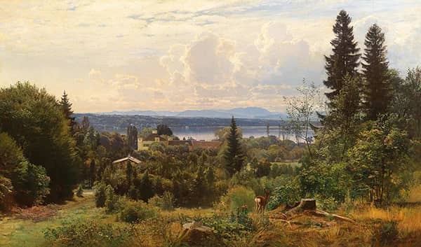 Summer's Day on Lake Starnberg Possenhofen Castle in the Foreground | Oil Painting Reproduction