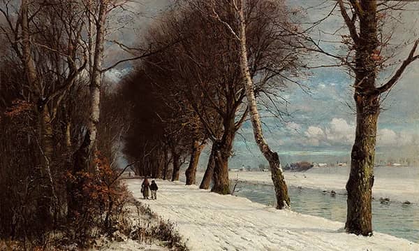 Winter Landscape with Wanderers 1880 | Oil Painting Reproduction