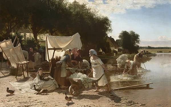 The Laundries in Sorup on the Southeastern Shores of Lake Esrum Denmark 1876 | Oil Painting Reproduction