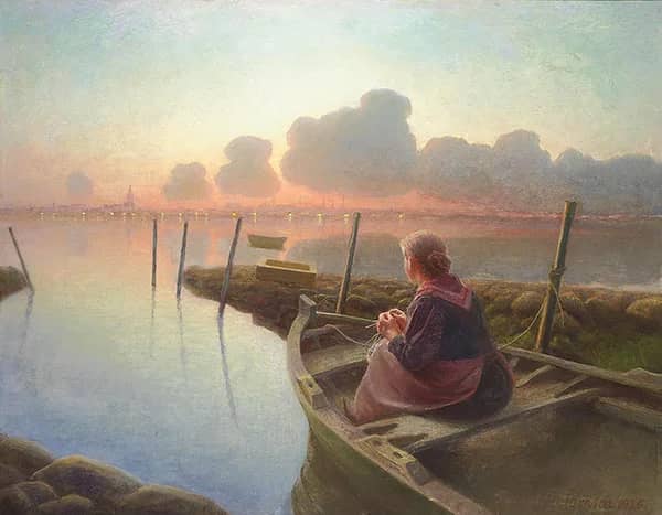 Young Fisherman's Wife Waits for her Husband Coming Home 1926 | Oil Painting Reproduction