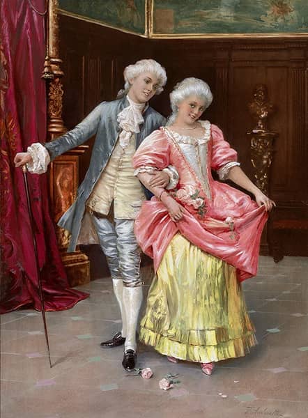 Young Rococo Couple in a Splendid Interior 1930 | Oil Painting Reproduction