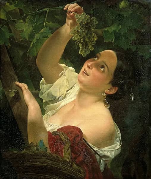 Italian Girl Picking Grapes 1827 | Oil Painting Reproduction