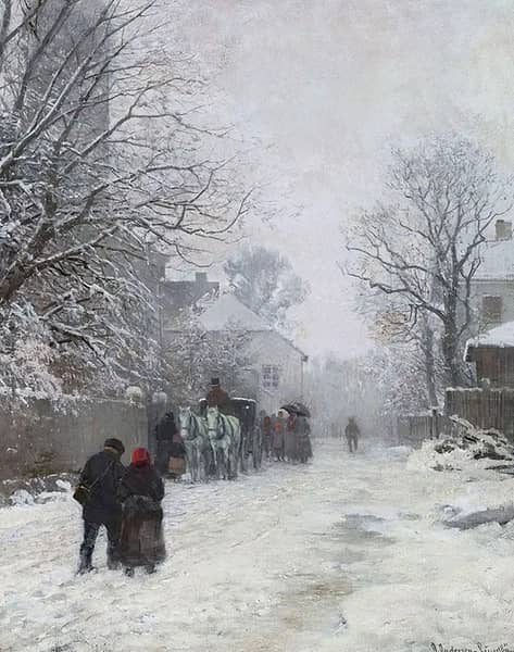 View of a Street Winter | Oil Painting Reproduction