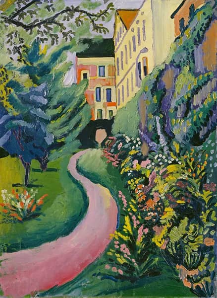 Garden with Flowering Borders by August Macke | Oil Painting Reproduction