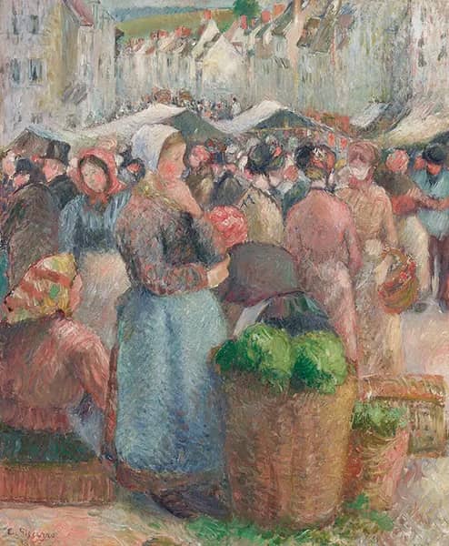 Gisors Market 1885 by Camille Pissarro | Oil Painting Reproduction