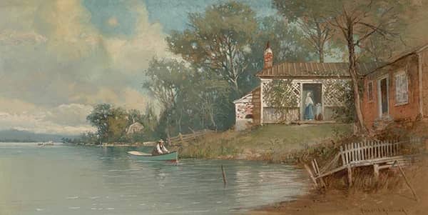 Lakeside Cottage by Francis A Silva | Oil Painting Reproduction