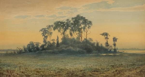 Marsh Scene 1880 by Francis A Silva | Oil Painting Reproduction