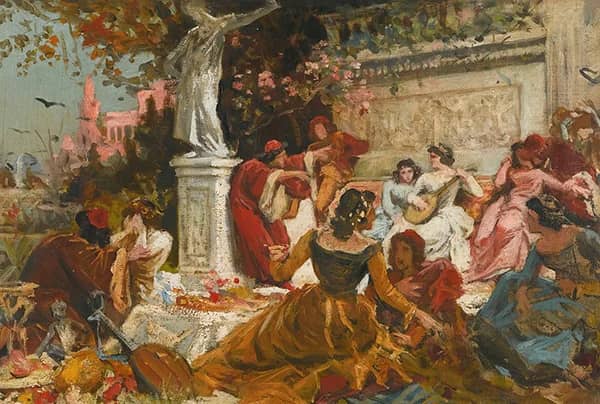 Banquet in a Park by Hans Makart | Oil Painting Reproduction