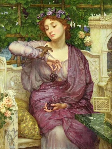Lesbia and her Sparrow 1907 by Edward Poynter | Oil Painting Reproduction
