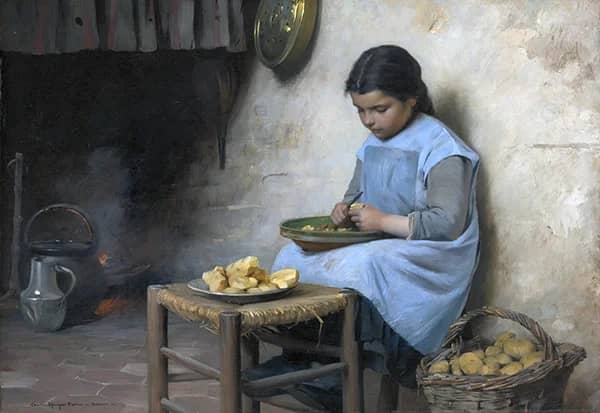 Peeling Potatoes by Charles Sprague Pearce | Oil Painting Reproduction