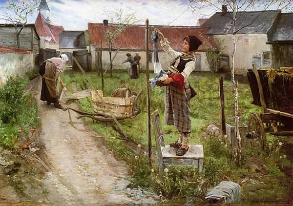 Hanging Laundry by Charles Sprague Pearce | Oil Painting Reproduction