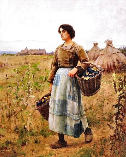 Girl with Grape Baskets | Oil Painting Reproduction
