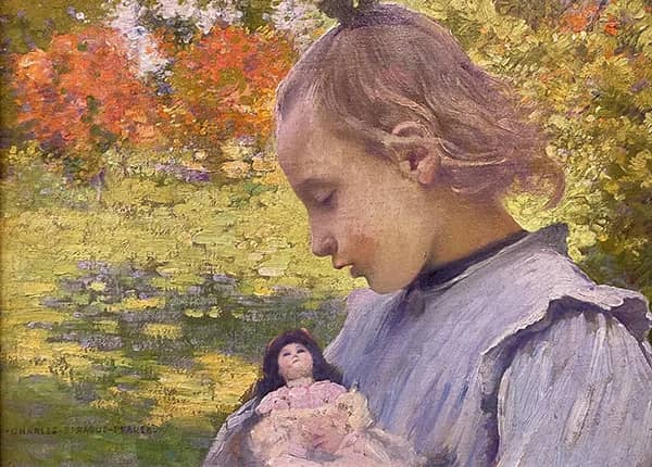 Girl with Doll 1895 by Charles Sprague Pearce | Oil Painting Reproduction