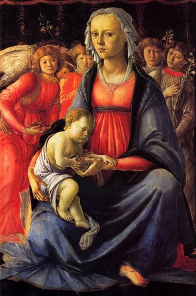 The Virgin and Child Surrounded by Five Angels | Oil Painting Reproduction