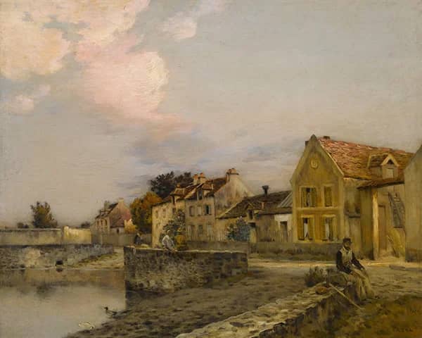 A French Village on a River | Oil Painting Reproduction