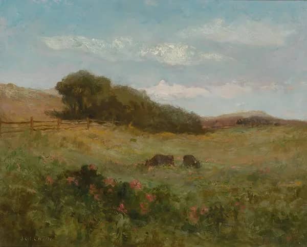 Cows Grazing in a Meadow by Jean-Charles Cazin | Oil Painting Reproduction