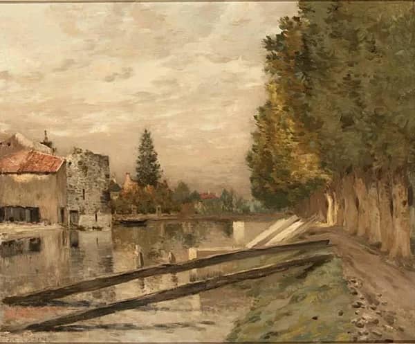 Houses Along the Riverside | Oil Painting Reproduction